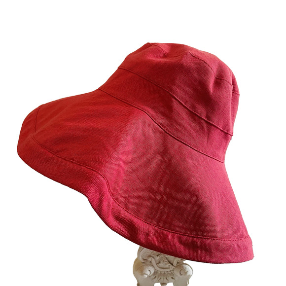 L.L. Bean Wide Brim Bucket OSFA‎ Coral Hat Soft Packable Breathable Linen Cotton - Picture 1 of 5